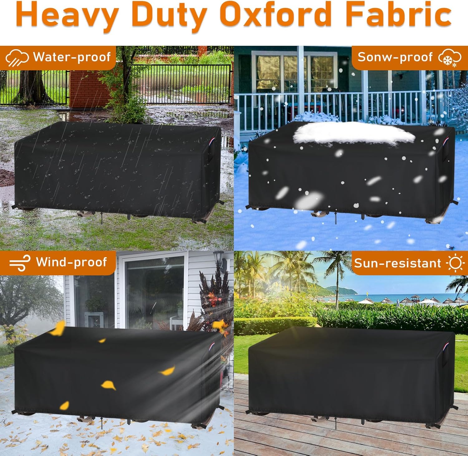 Outdoor Sofa Cover,Waterproof and Dustproof Patio Outdoor 3-Piece Set,Easy Install and Full Protection,Fits 70"L x 21"W x 29"H (Black,1-Pc)