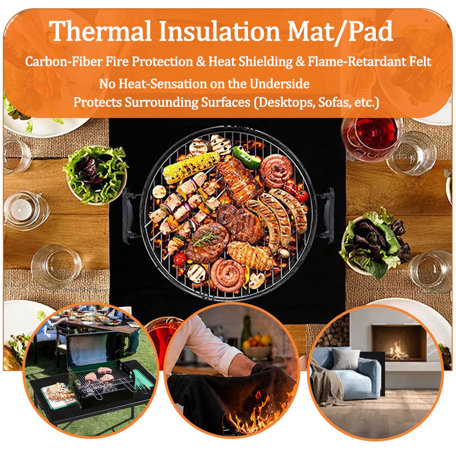 Manta de Soldadura Ignífuga,Fieltro de Carbono de Mantas Ignífuga Resistente al Calor hasta 1800 °F,Base Esterilla 6/10mm Escudo Térmico para Parrilla Soldadores Fontaneros,Thick 10mm,100x100cm