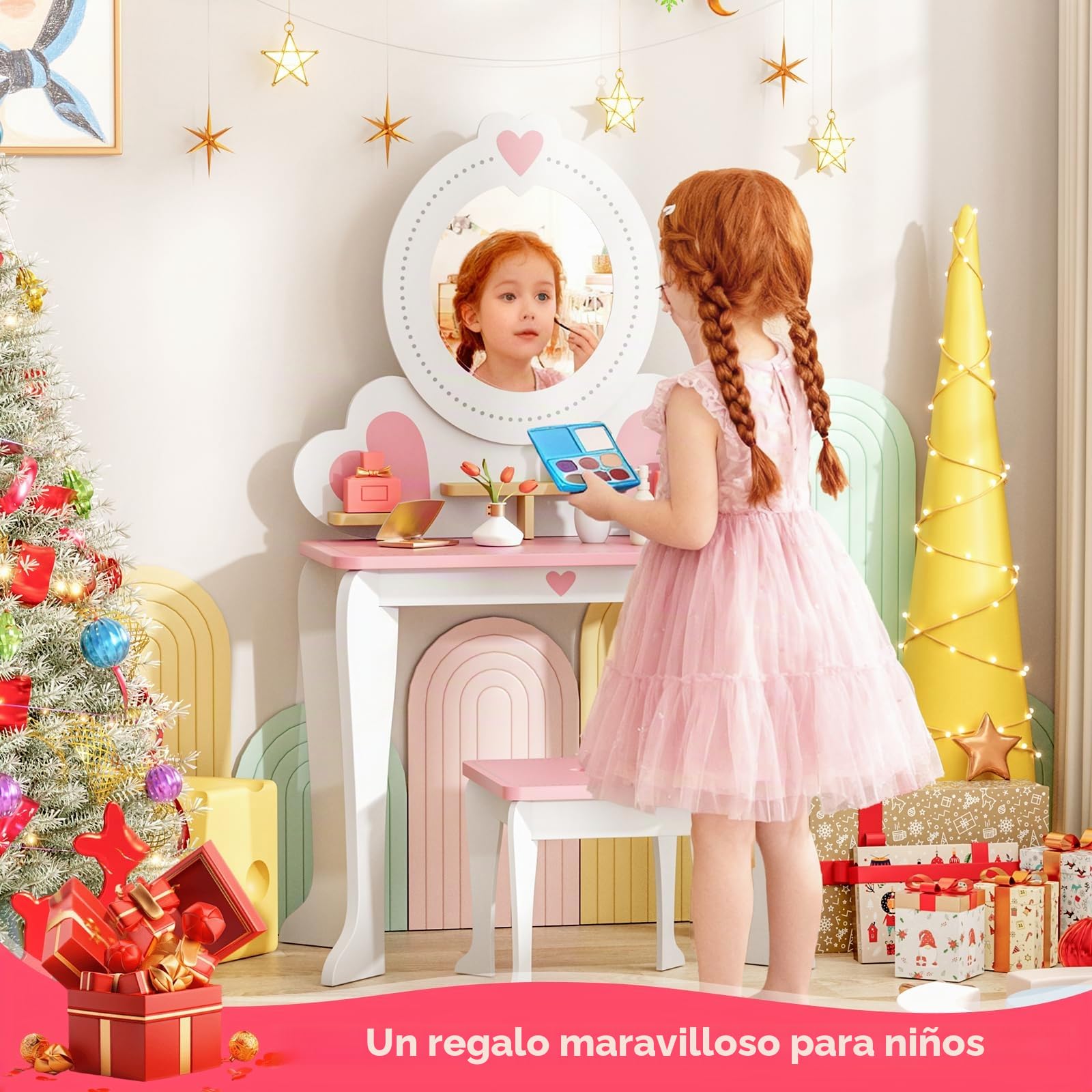 MAMIZO Tocador Infantil con Espejo Extraíble, Mesa de Maquillaje Niños