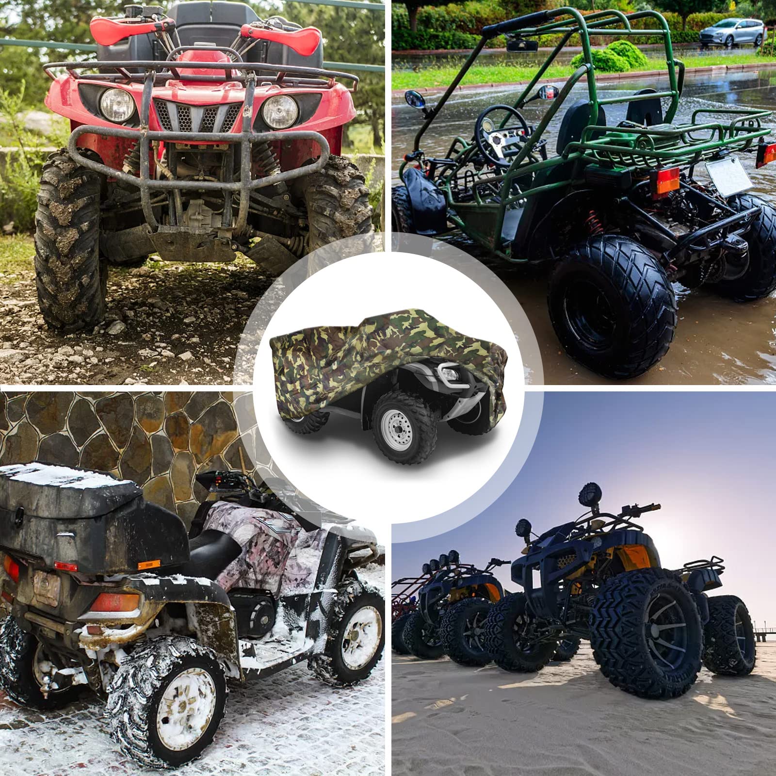 Housse de Rangement extérieure pour Quad ATV - Imperméable - 210D - Résistante aux UV - Résistante au Vent et à la poussière - Résistante au Vent - Oxford 210D - XXL