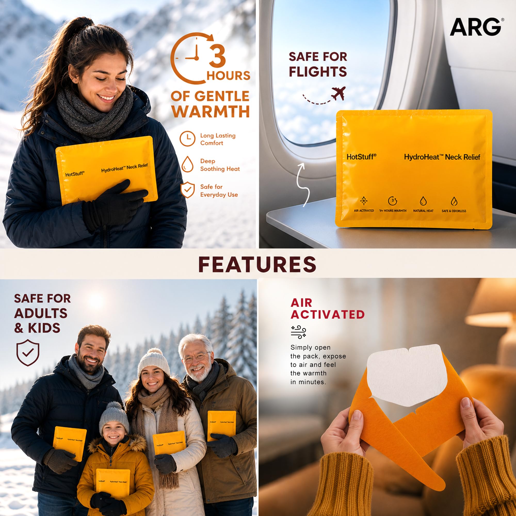 AROGYA Neck Heating Wrap Patch for Pain Relief, Disposable Air-Activated Heat Patch, 40-45°C Gentle Warmth, Up to 3 Hours, Single Use for Travel, Camping & Outdoor Activities — Amazon image 6