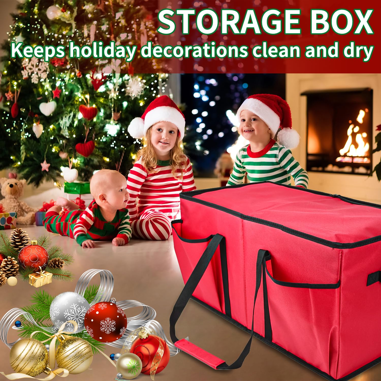 Mu Mianhua Aufbewahrungsbox für Weihnachtskugeln mit Trennwänden, 128 Fächer, Weihnachtsschmuck, Aufbewahrungsbox, 600D Oxford, Weihnachtsdekorationen, Aufbewahrungstasche