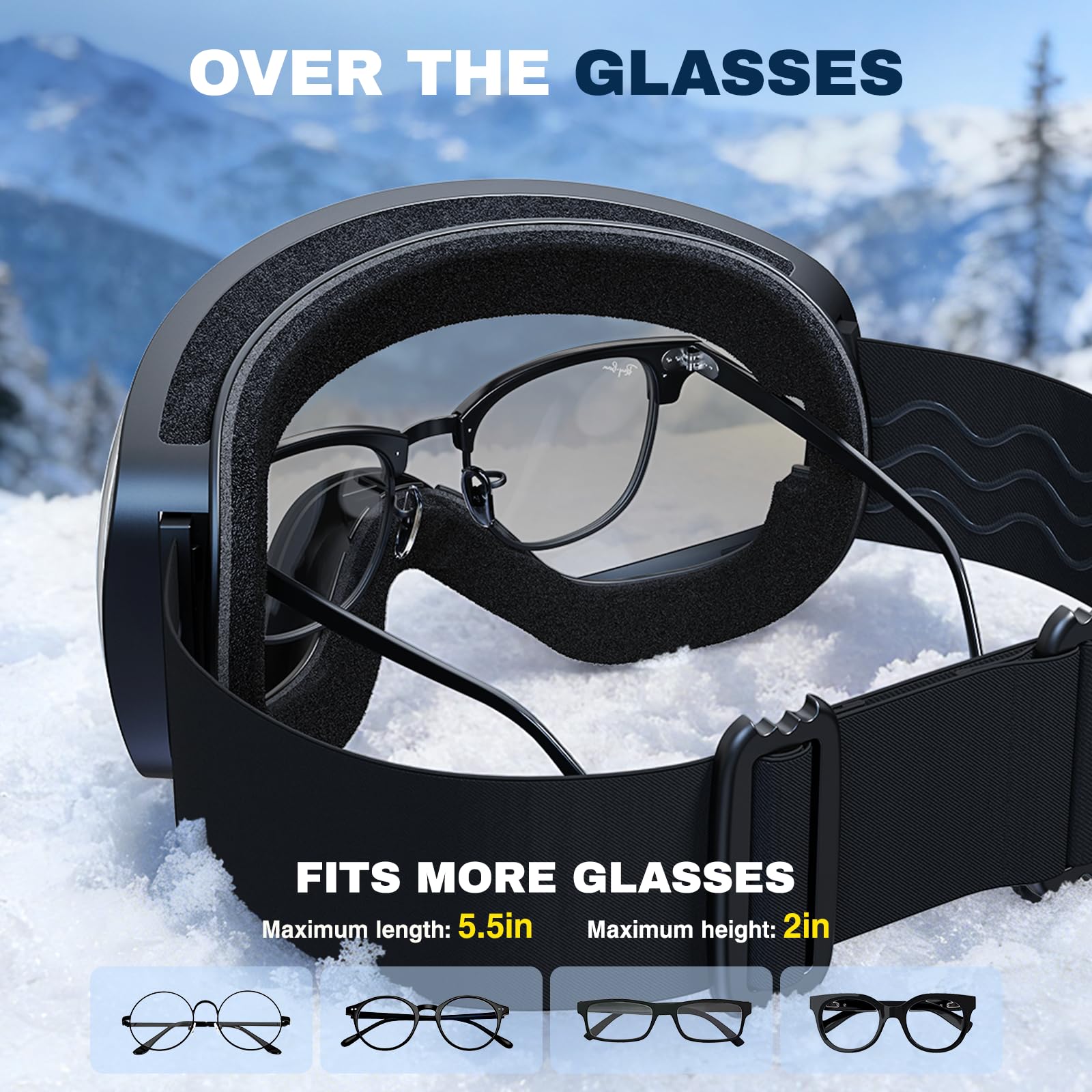 Lunettes de ski pour hommes, femmes, jeunes, adolescents, protection UV, anti-reflet, pour ski, snowboard, cyclisme, moto - 5