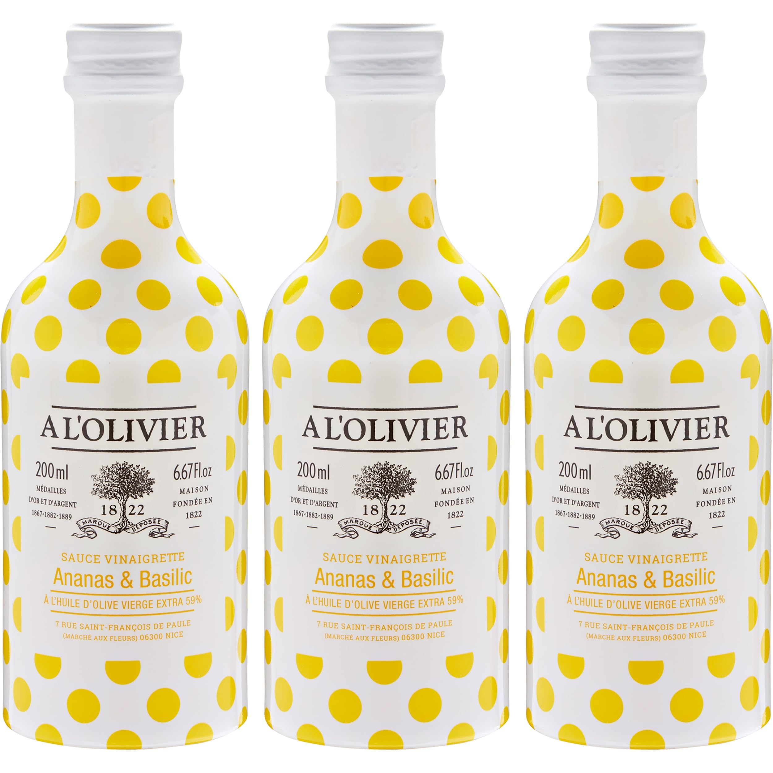 À l'Olivier Basilikum und Ananas Vinaigrette Frankreich inkl. FeinWert E-Book (3 x 0.2 l)
