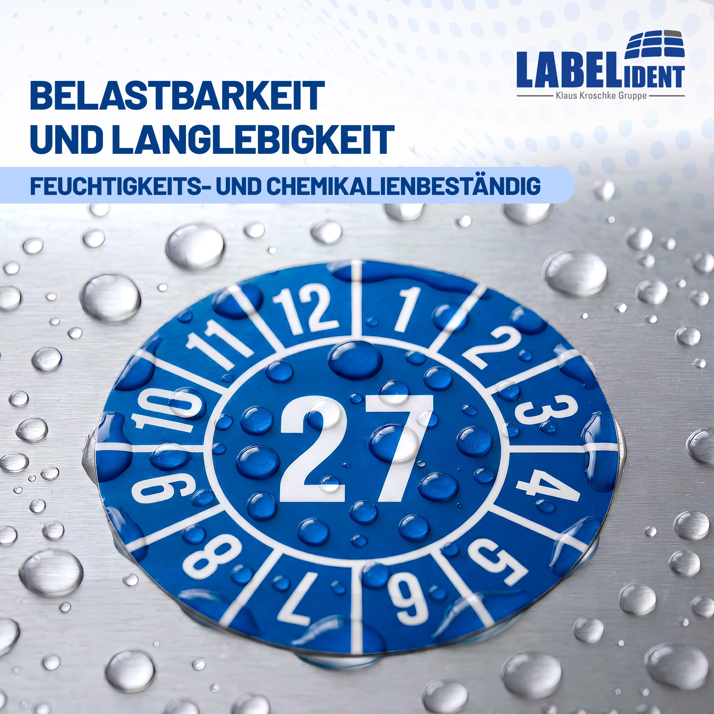 Labelident Prüfplaketten - Ø 30 mm - 1.000 auf Rolle, Jahresplakette 2027, selbstklebend