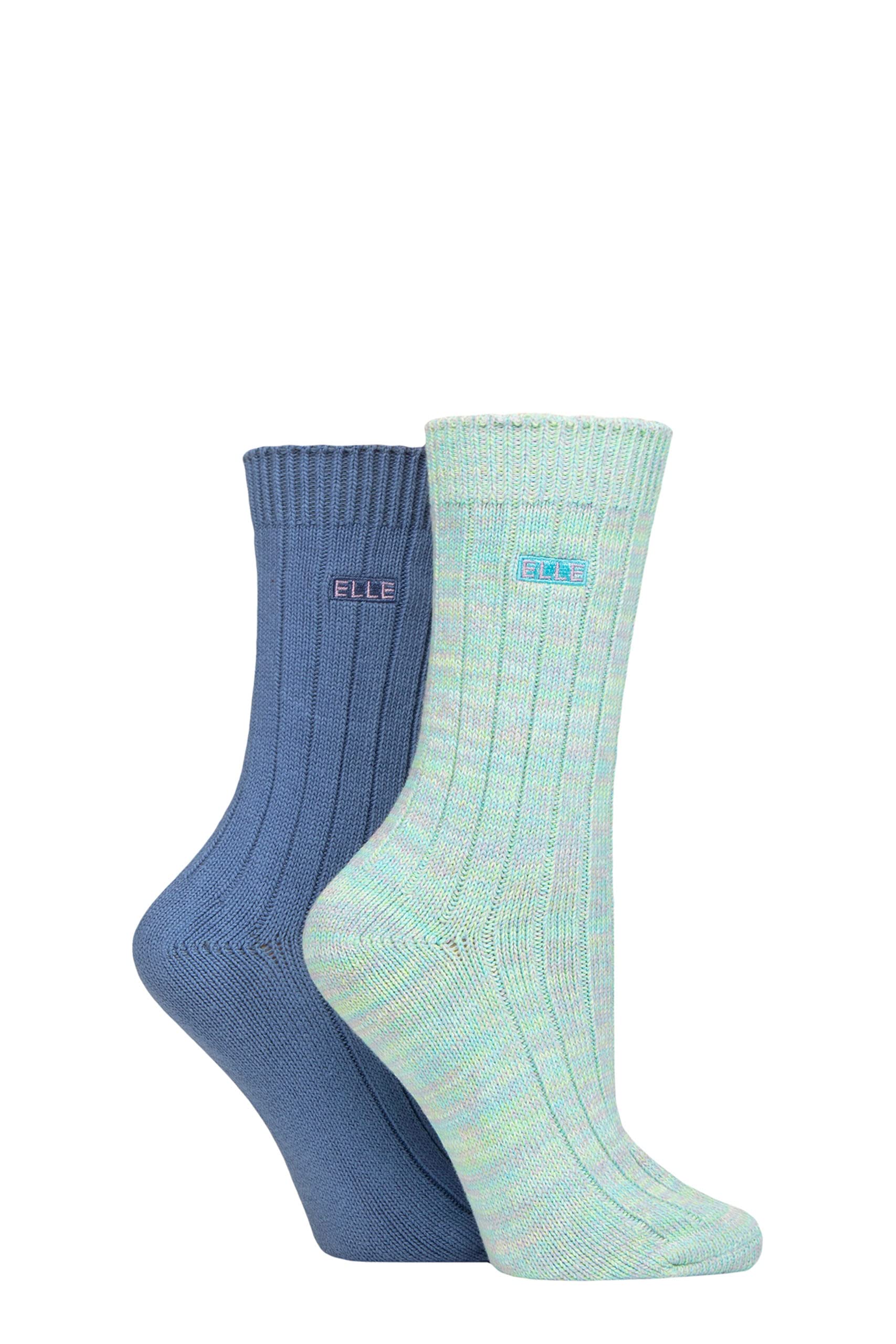 ELLE Ladies Chunky Plain Ribbed Cotton Soft Cosy Warm Boot Socks for Outdoor Walking Hiking in a Multipack of 4 Size 4-8 (as8, numeric, numeric_4, numeric_8, regular, regular, Pastel Mix)