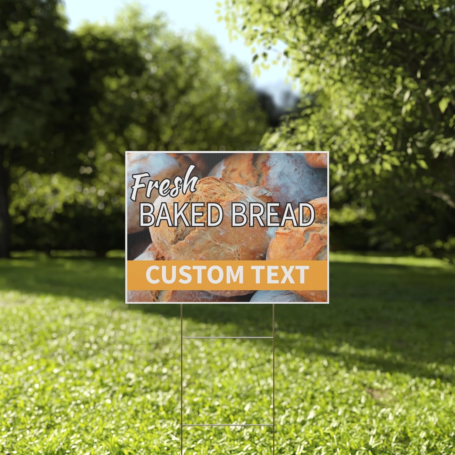 Fresh Baked Bread, Custom, Personalize, v1 18 x 24-inch Yard Sign (Outdoor, Weatherproof Corrugated Plastic) Metal Stake Included
