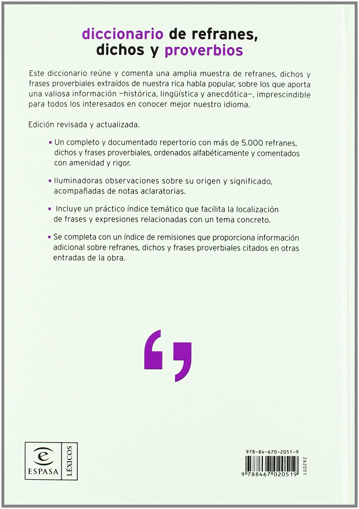 Diccionario de refranes, dichos y proverbios: 1 (DICCIONARIOS LEXICOS)
