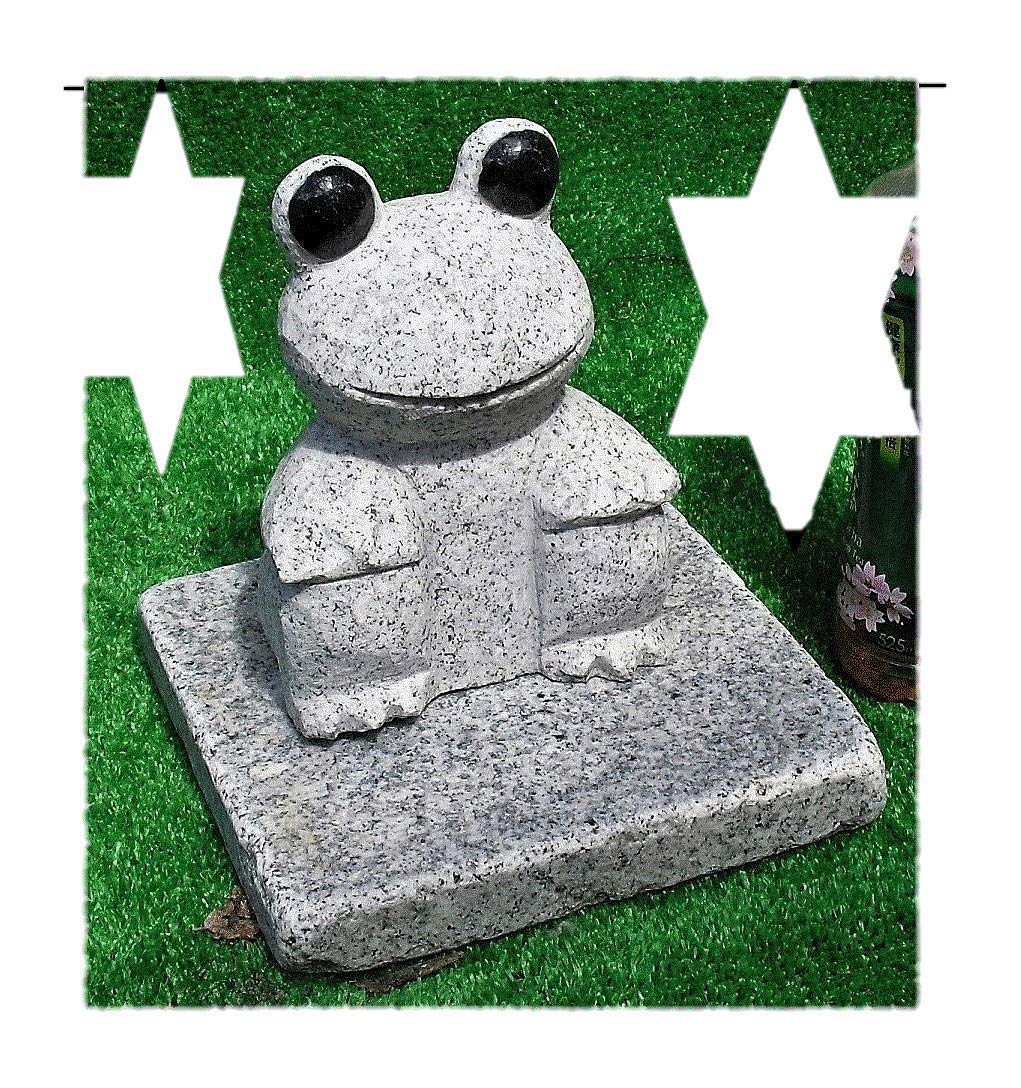 Amazon.co.jp: 招福 御影石 カエル置物 高さ約19㎝,20㎝角御影石台座