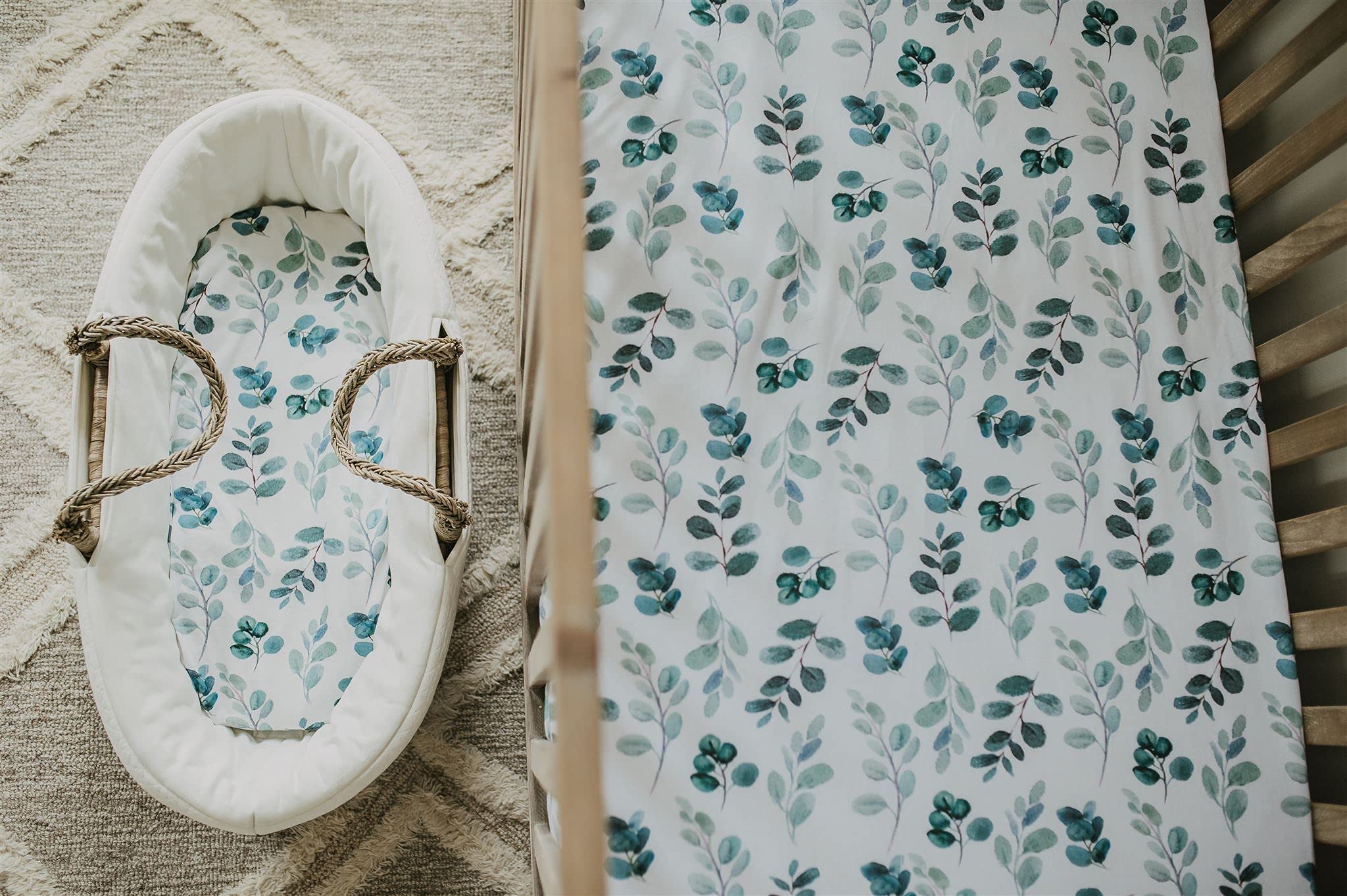 Fitted Bassinet Sheets Leafy Set 