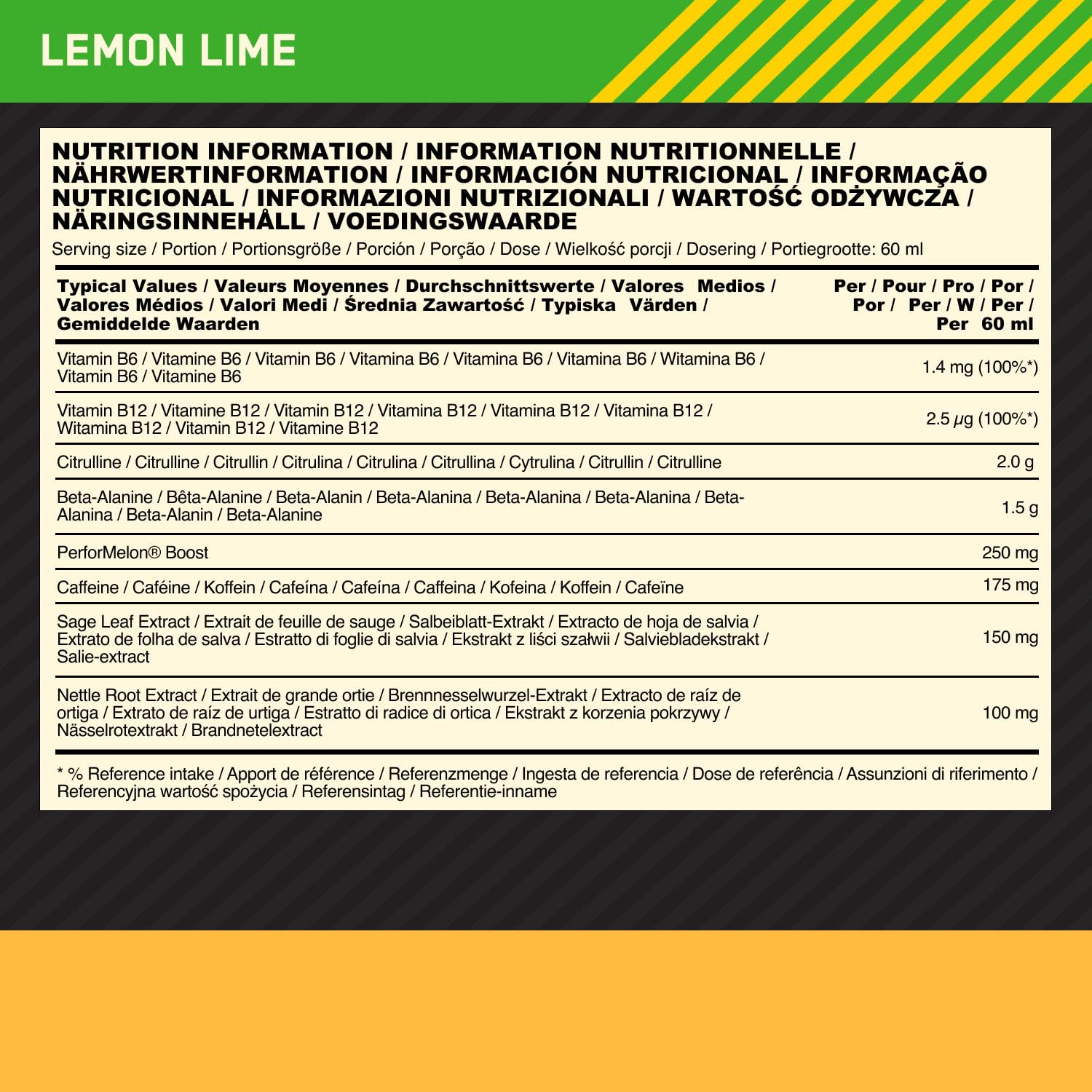 Optimum Nutrition Gold Standard Pre Workout Shot Lemon & Lime12x60ml