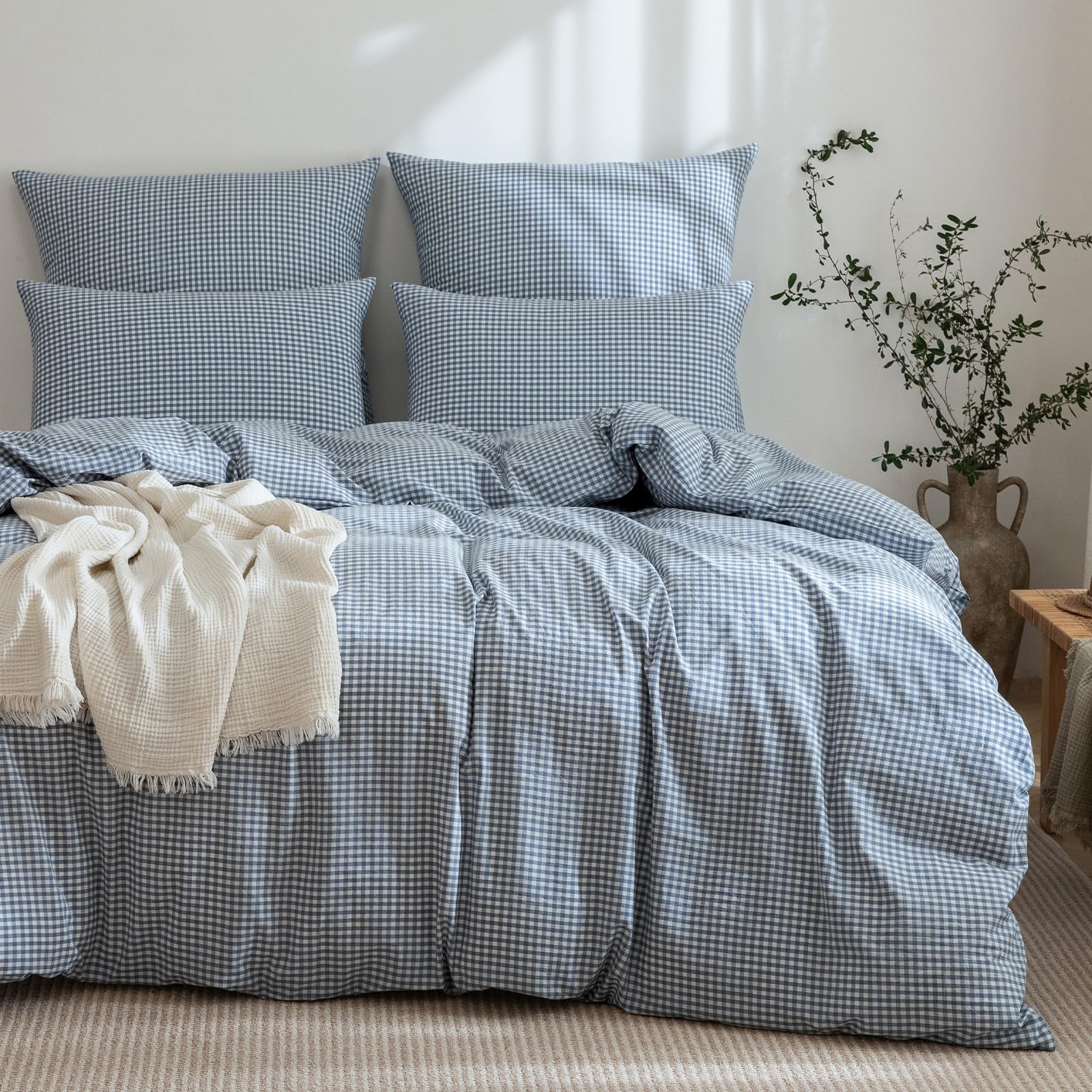 Parure de lit 140x200 coton lavé de qualité supérieure et certifiée