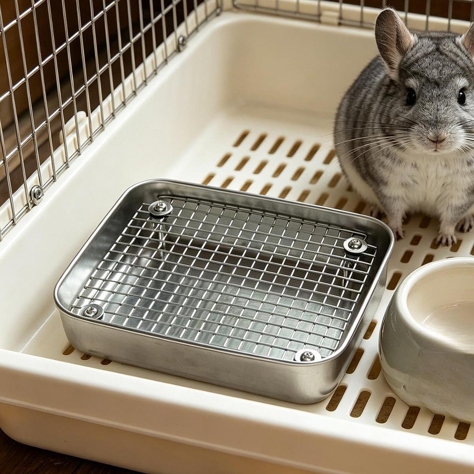 Kaninchenstreu-Toilette, Kleintier-Toilettenaufsatz, Urinauffangschale für andere Tiere, L Silver