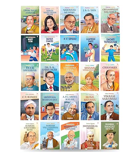 Story Books for Kids - Indian Famous Personalities (Set of 25 Books) (Illustrated) - Scientists - Freedom Fighters - Thought Leaders - Sportspersons - Entrepreneurs - Biographies for Kids - Age 6+ - Ambani, J. R. D. Tata, C.V Raman, Abdul Kalam, Ambedkar, Vivekananda, Vallabhai Patel, Bhagat Singh