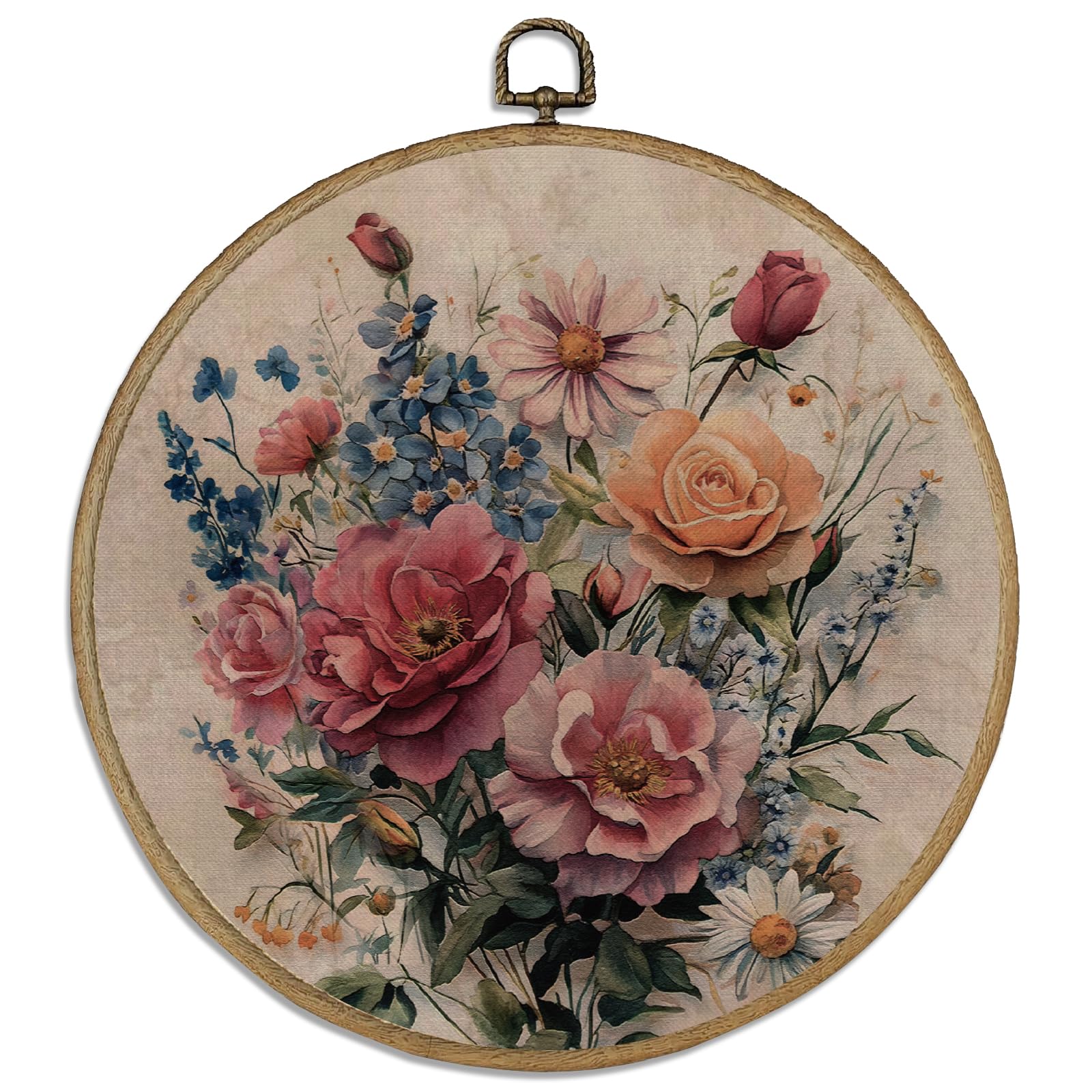 DELORIGIN Vintage Floral Round Print