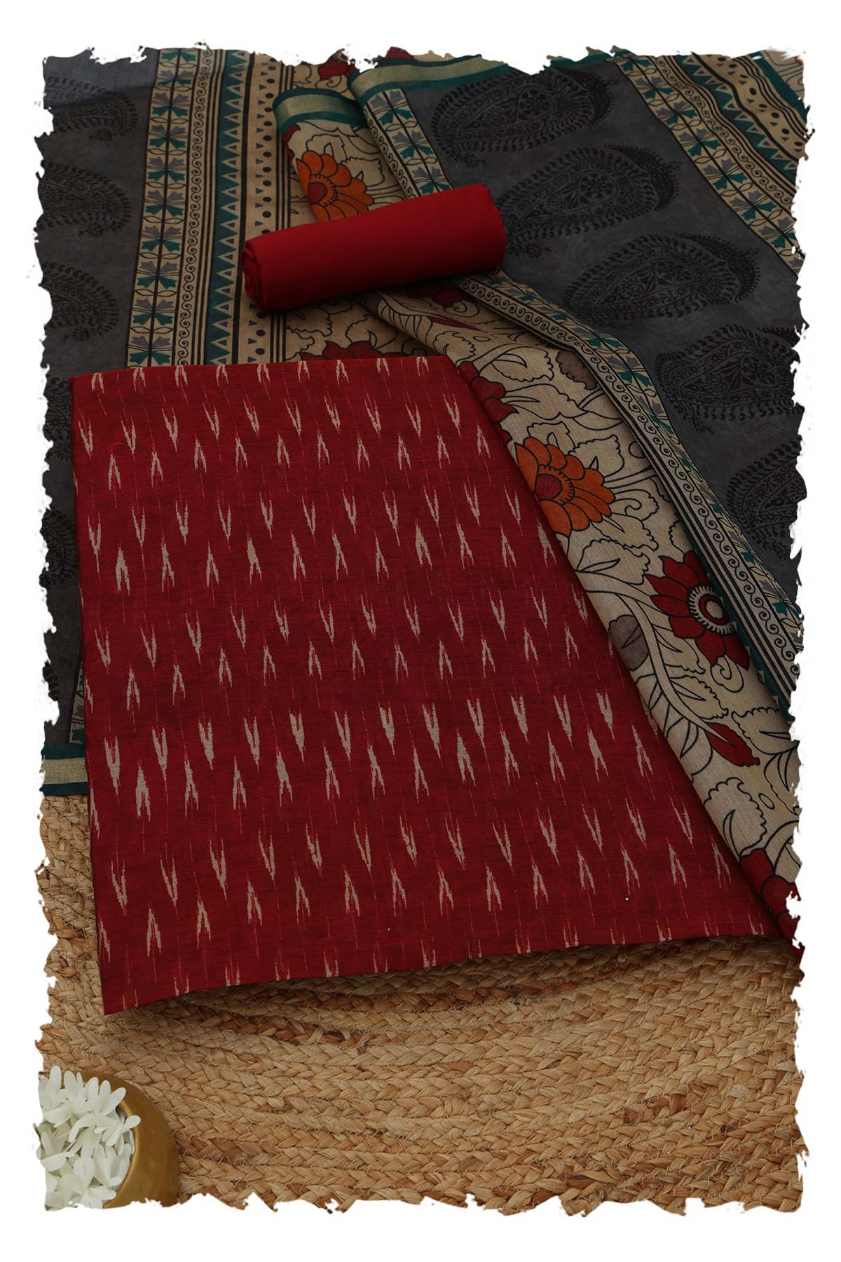 soch Womens Maroon Maheshwari Silk Abstract Dress Material-picture-11
