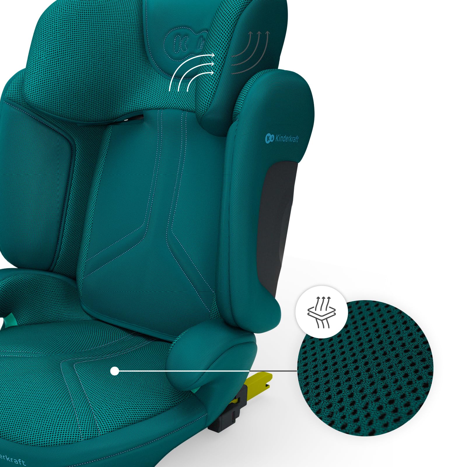 Kinderkraft XPAND 2 PRO siège-auto i-Size 100–150 cm, installation ISOFIX ou ceinture, réglable en hauteur et en largeur DUO EXPAND, appui-tête H-GUARD+ avec mousse à mémoire de forme, pliable, Vert