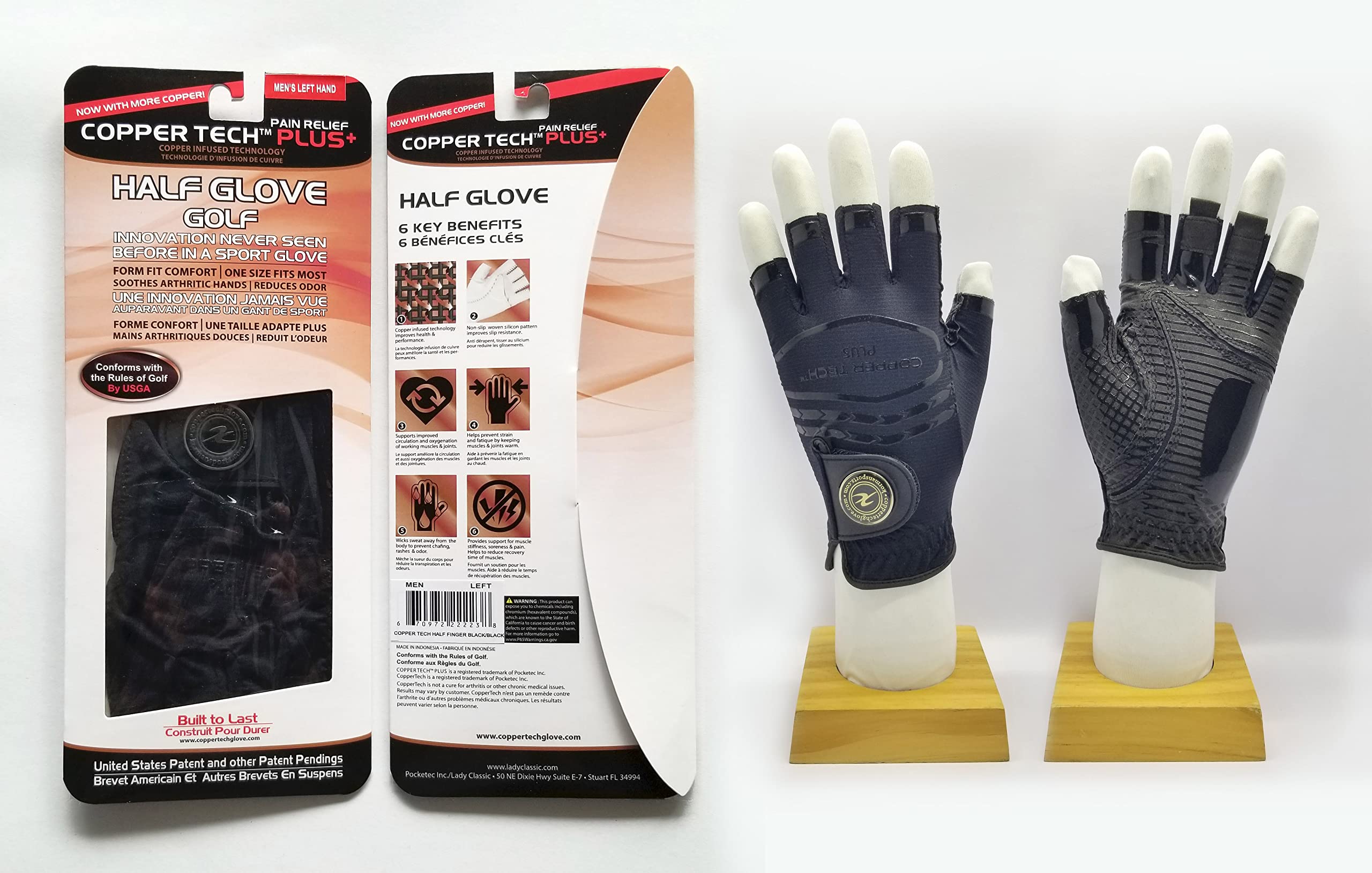 Copper TechCOPPERTECH Plus Womens Half Glove Worn ON Right Hand