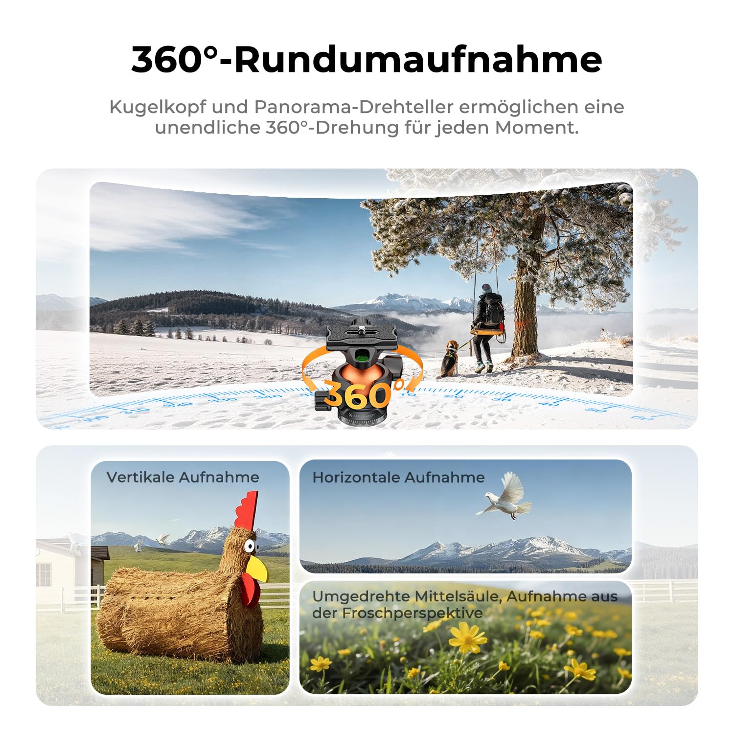 K&F CONCEPT Kamera Stativ Handy Stativ,187cm Kamerastativ, Tripod für Smartphone mit Handy Tablet Halterung, Aluminium Reisestativ A305A1+BH-40