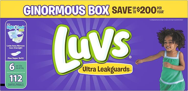 Luvs Ultra Leakguards Disposable Baby Diapers Packaging May Vary, Size 6 112 Count