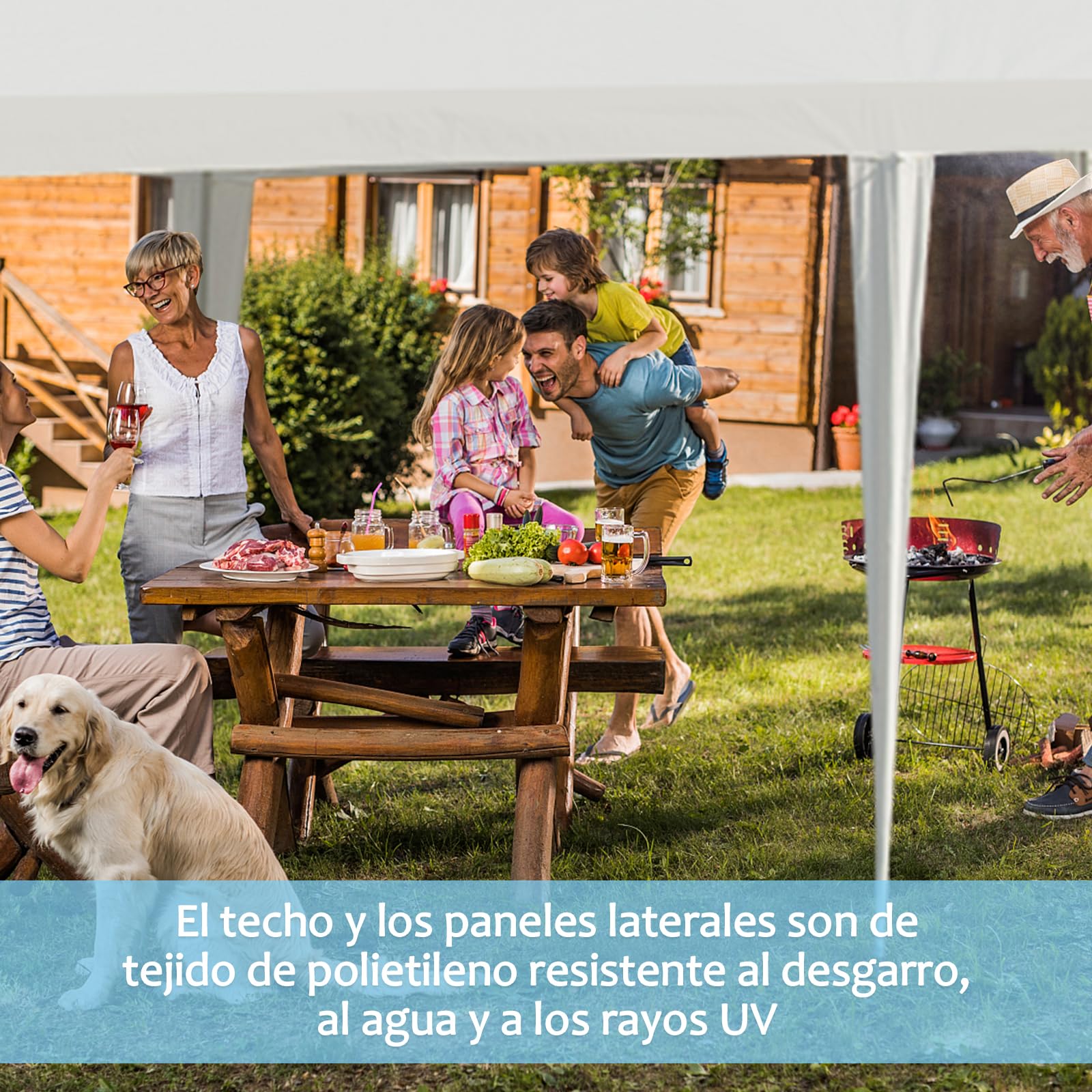 RELAX4LIFE Carpa Plegable 3x9m con 8 Paredes Desmontables y Ventanas, Carpas para Exteriores con 8 Cuerdas de Viento, 24 Clavos y Bolsa de Transporte, Cenadores para Jardín, Camping (3X9M|8 Paredes)