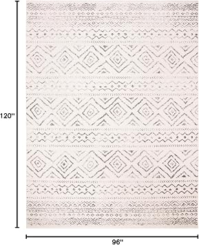 SAFAVIEH Area Rug 8x10 - Tulum Collection - Large - Ivory & Grey, Moroccan Boho Distressed Design, Non-Shedding & Easy to Clean, Ideal for Living Room, Bedroom, Dining Space (TUL267A)