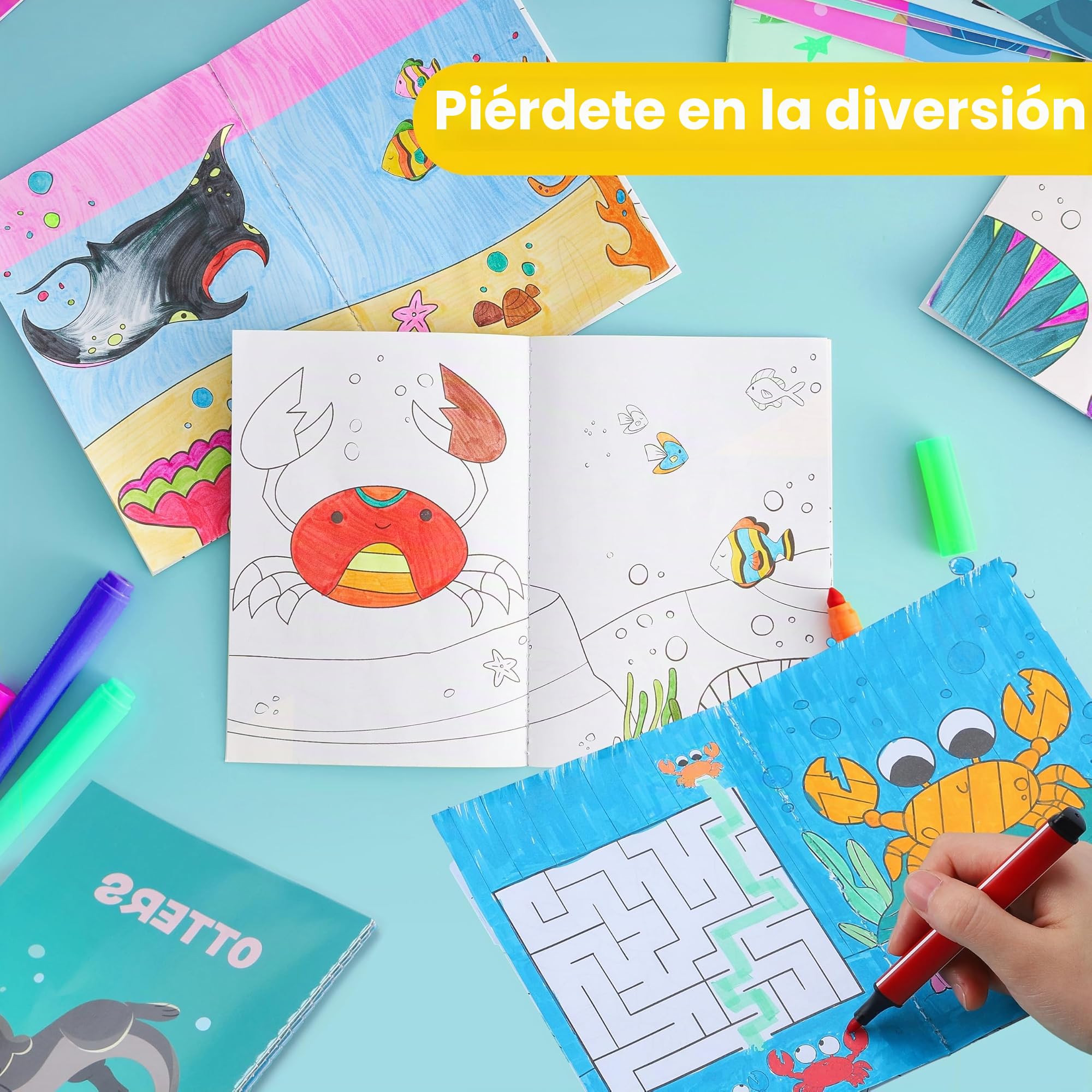 JOYIN - Lote de 24 Libros para Colorear de Océano para Niños, Mini libros de actividades con animales marinos - Detalles para fiestas, regalos de cumpleaños, recompensas escolares