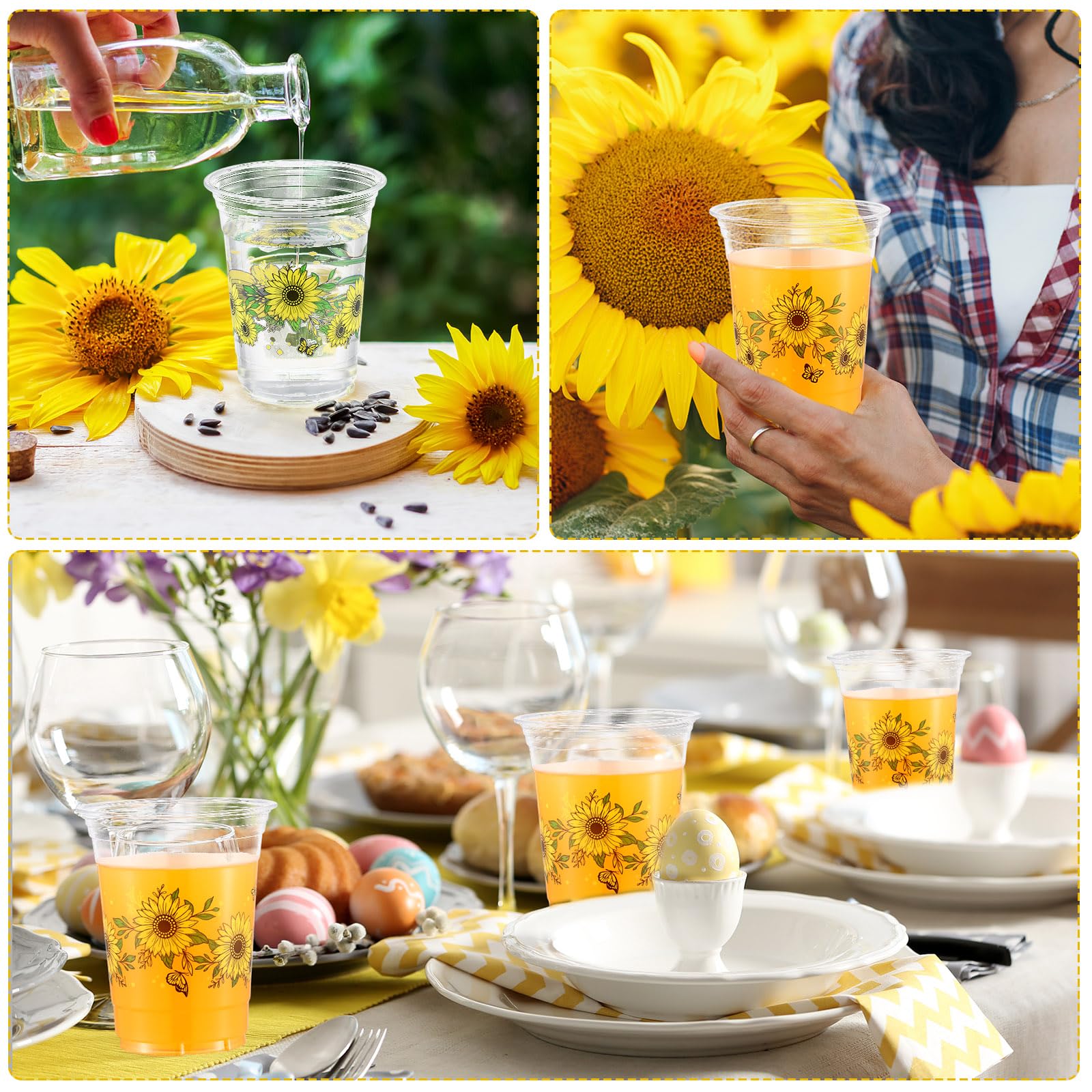 Amazon.com: Hushee 60 Pcs Sunflowers Floral Cups with Spring Summer Flower  16 oz Wildflowers Plastic Disposable Drinking Cups for Summer Spring  Birthday Baby Shower Wedding Party Supplies : Health & Household