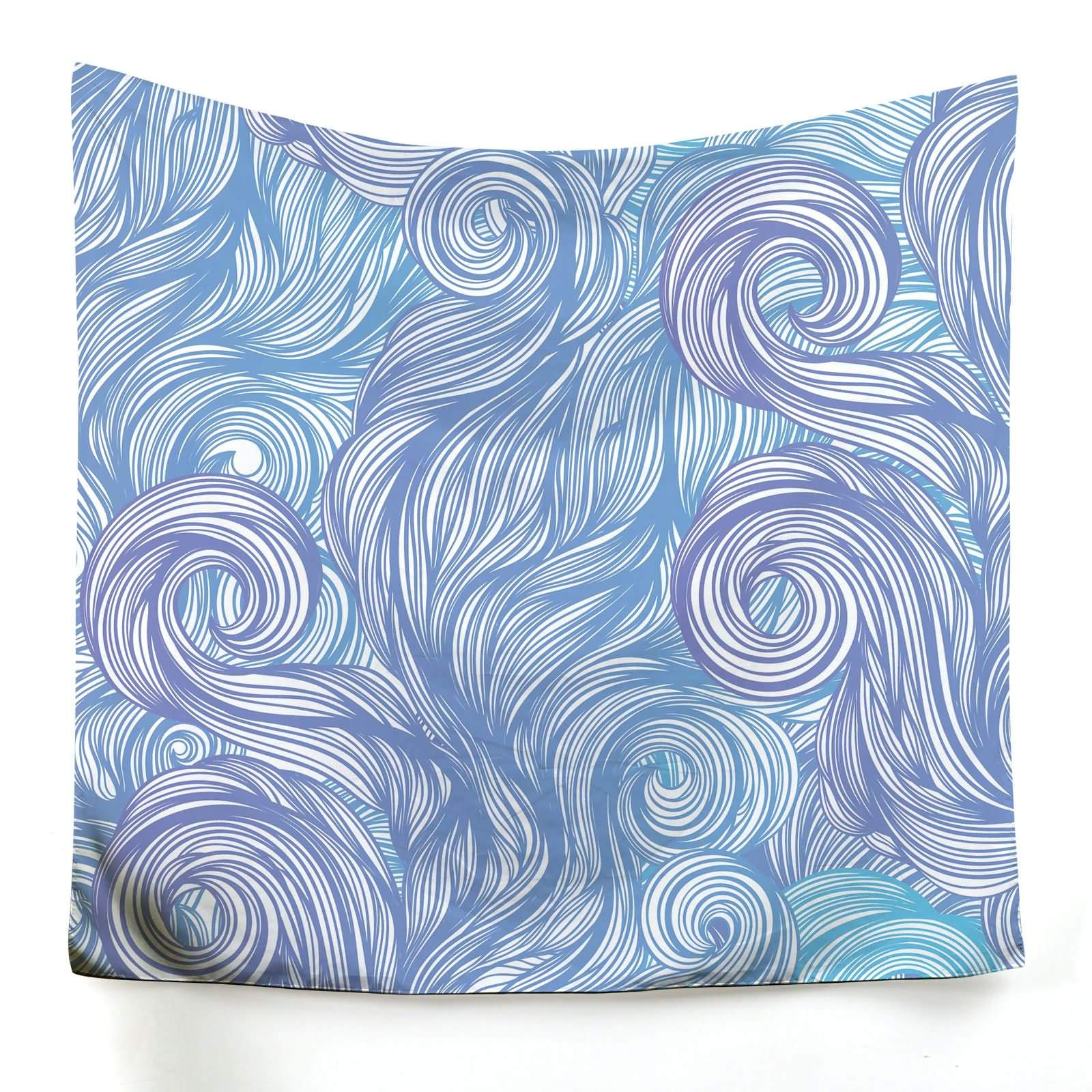 Tenture murale décoration toile imprimé mode bleu cheveux ondés 150x130