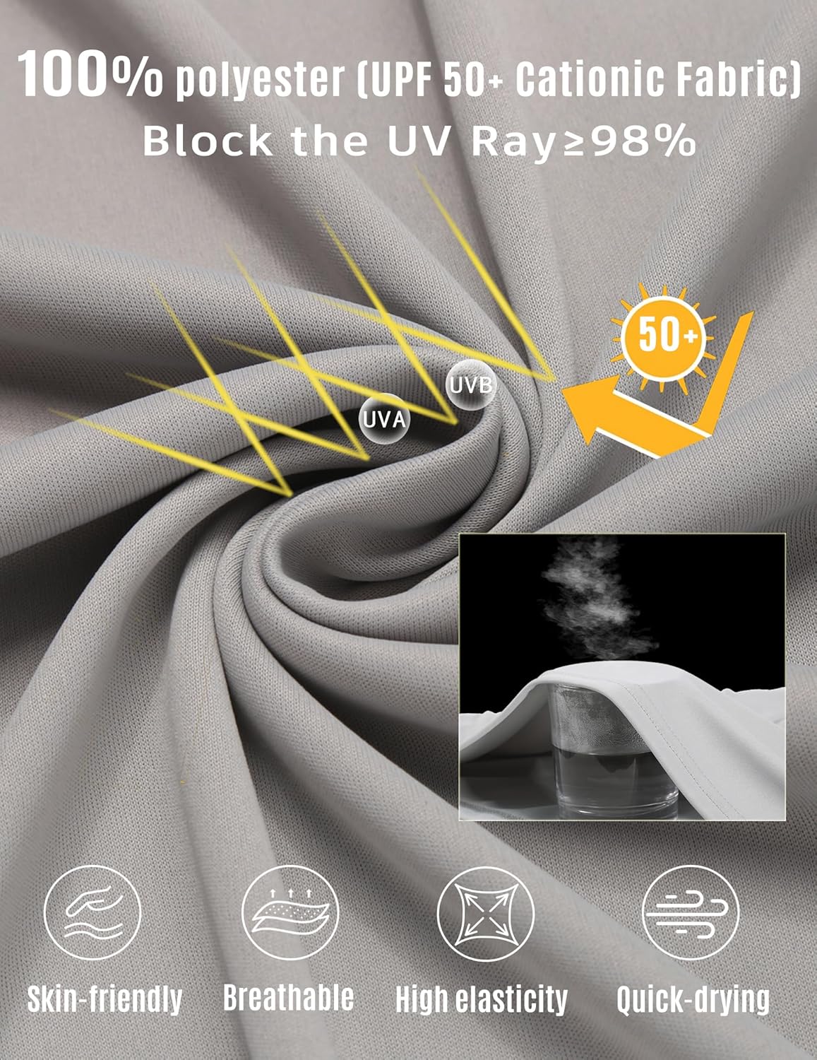 PINSPARK 2 Pack Men's Rash Guard Shirts with Thumb Holes Lightweight UPF 50+ Long Sleeve Sun Shirt Quick Dry Swimming Shirts - Image 5