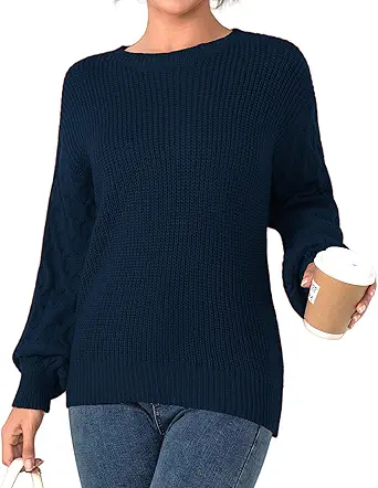 Fall Sweaters for Women 2025 - Lightweight, Honeycomb Long Sleeve, Elastic Hem, Crew Neck, Textured Knit Pullover