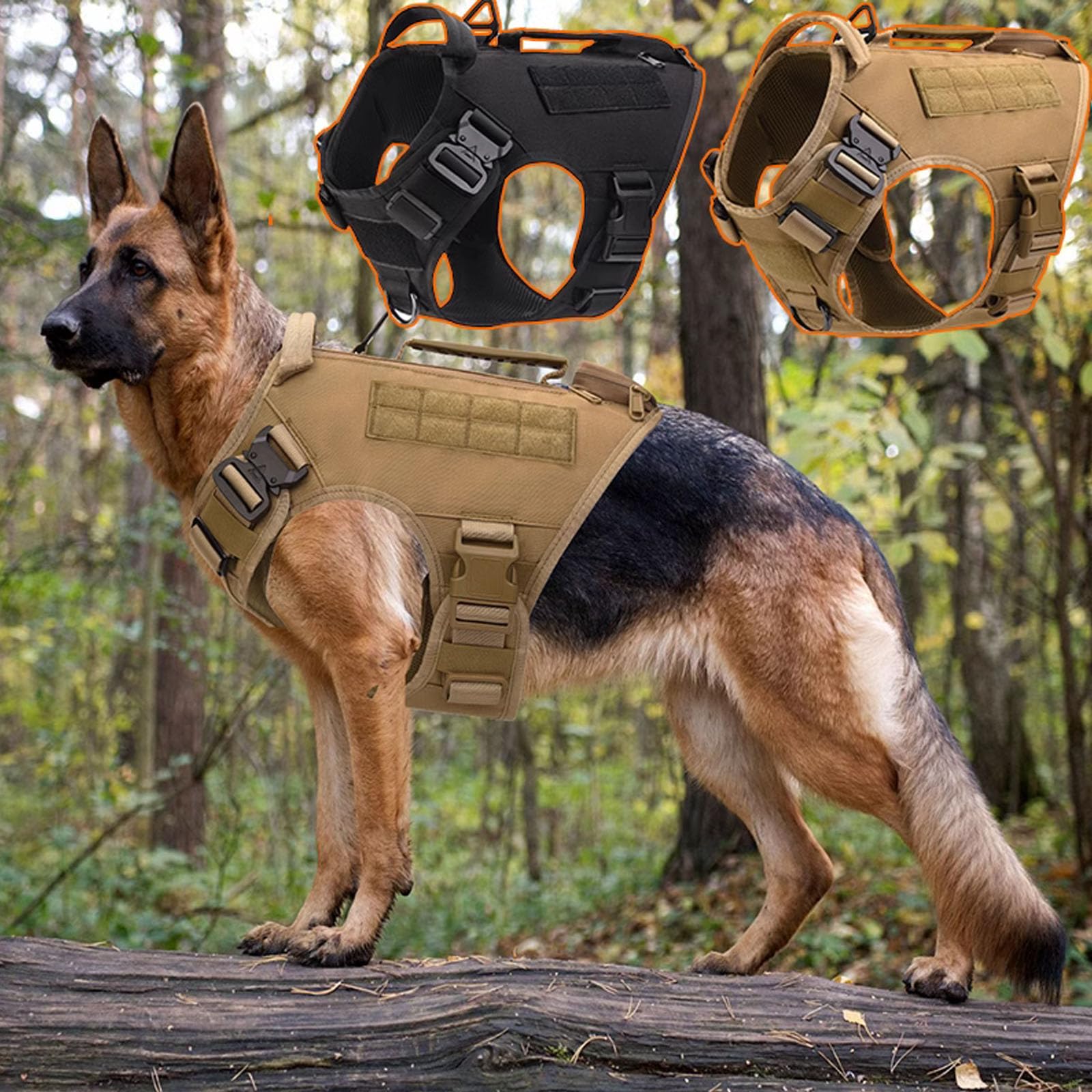 Pettorina Tattica per Cani con Maniglia, Clip per Cintura Anteriore Anti-Tiro, Imbracatura Completamente Regolabile, Imbracatura Traspirante per Tutte Le Stagioni per Cani E Gatti,Nero,XL