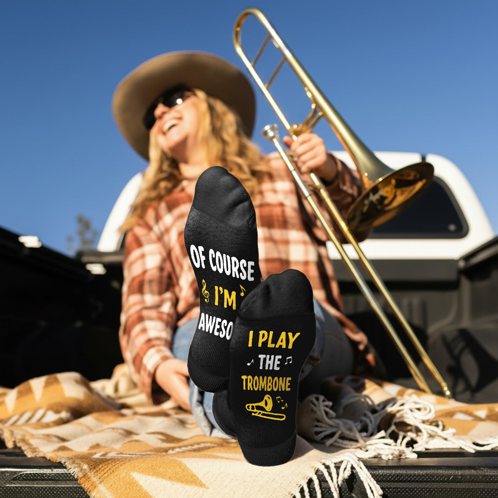 Trombone Gifts - Unique Socks for Men, Cool Gifts for Trombone and Music Lovers, Musicians Accessories