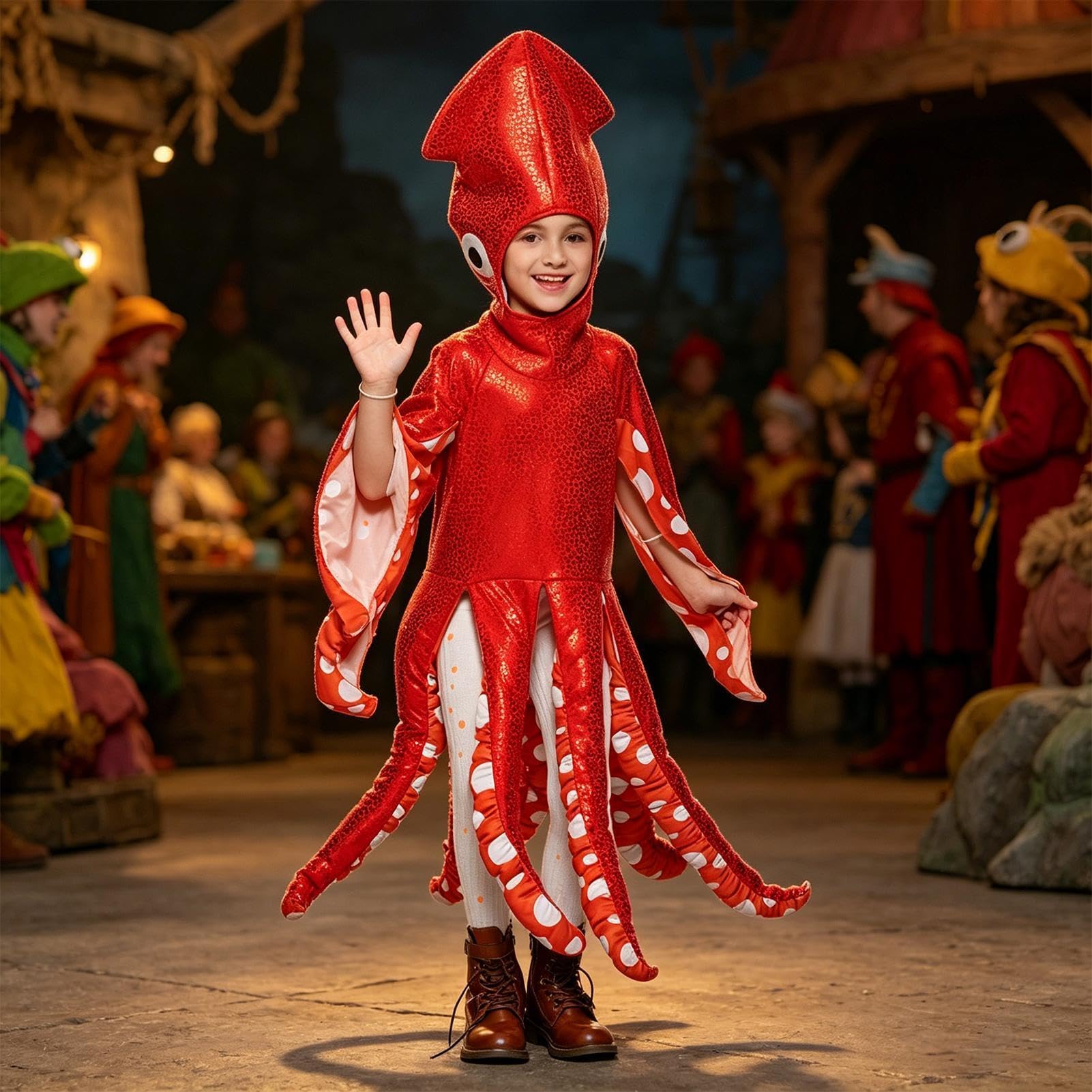 Kostium zwierząt na przebranie czerwonej ośmiornicy unisex | Sub Kostiumy Na Imprezy Szkoła Cosplay Imprezy Parki tematyczne Pokazy Scene Wakacje Festiwal Zdjęcia