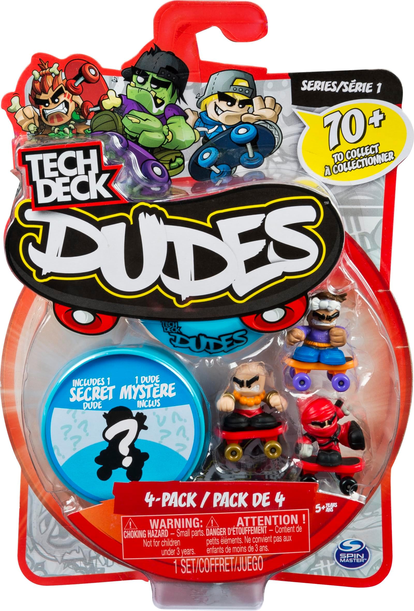 TECH DECK Dudes - 4 Pack Collectible Skater Figures with Boards (Styles & Colors May Vary)