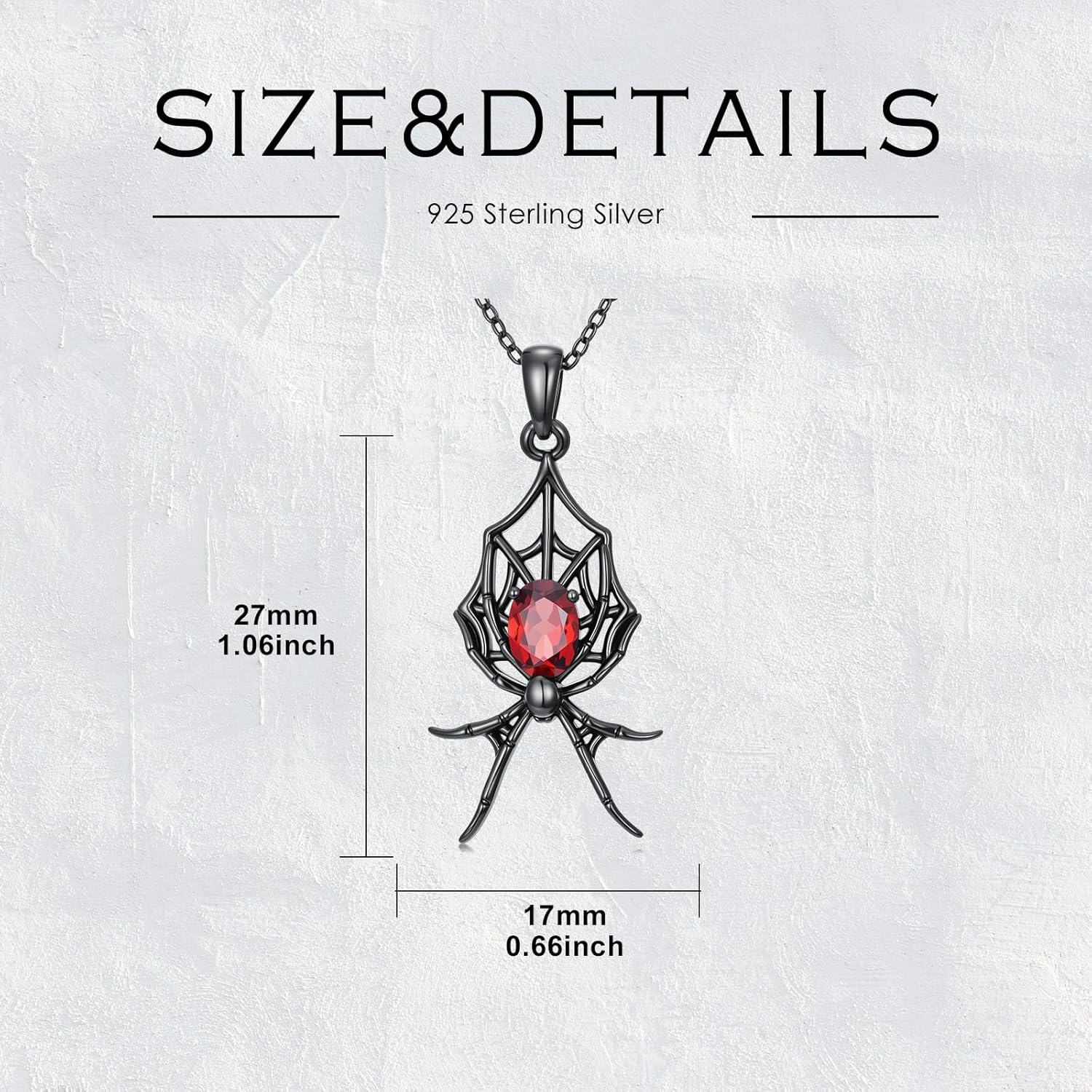 Natural Garnet Spider Pendant Necklace for Women 925 Sterling Silver Genuine Garnet A Commemorative Gift for Her - Image 6