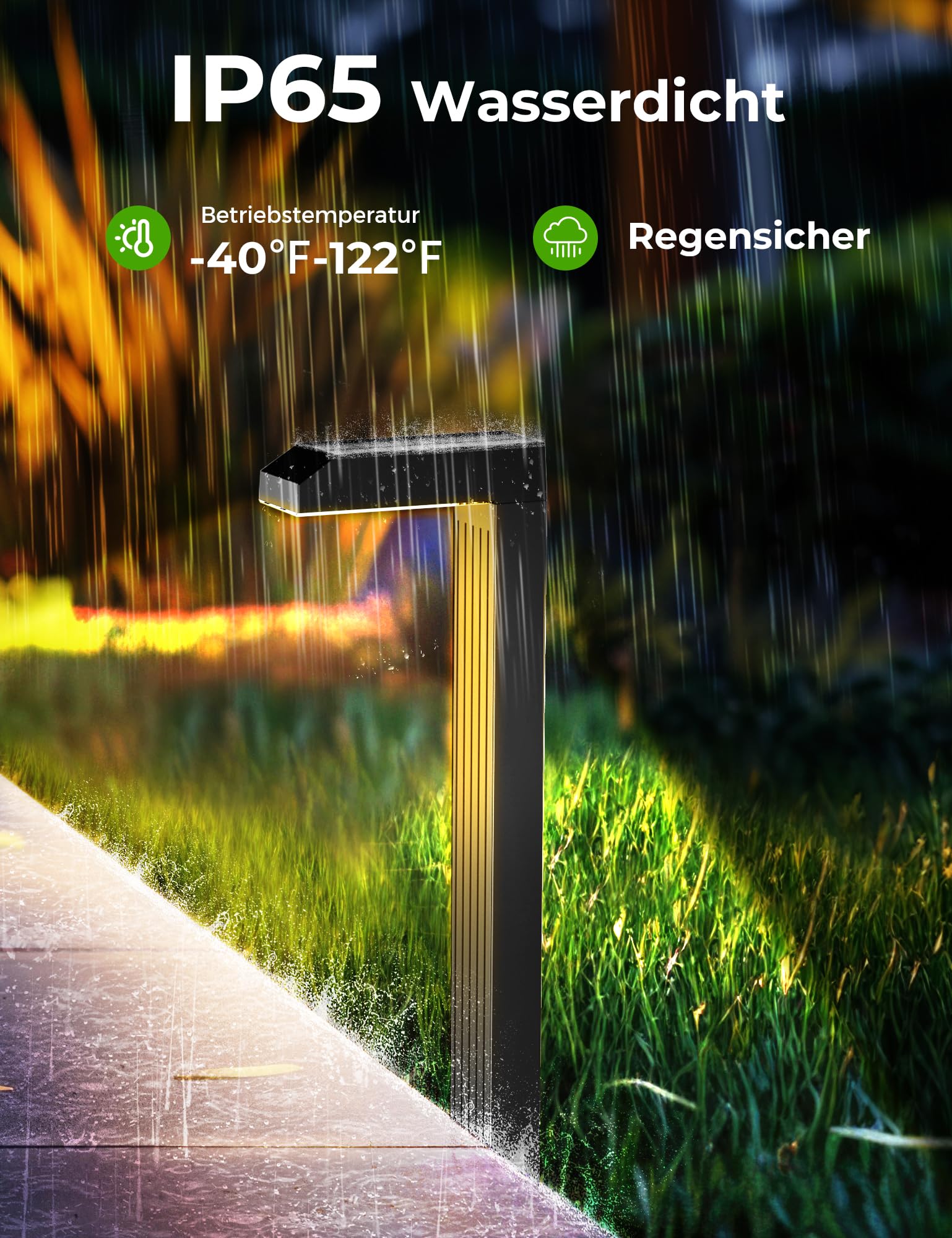 Solarlampen für Außen Garten 6er-Set, 3 Farben, 12h+ Laufzeit | 3000K/4500K/6500K wählbar, Gehärtetes Glas, Automatisches Ein-/Aus, 20 LEDs, IP65 Wasserdicht für Wege, Höfe, Terrassen