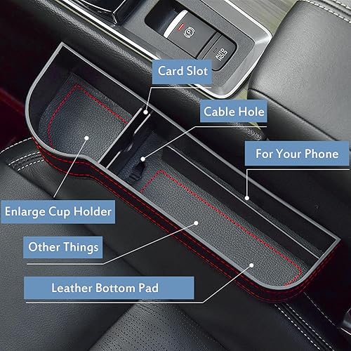 Miniatura 5 de Organizador de espacio para asiento de automóvil, caja de almacenamiento para asiento delantero con soporte para tazas, adecuado para colocar una