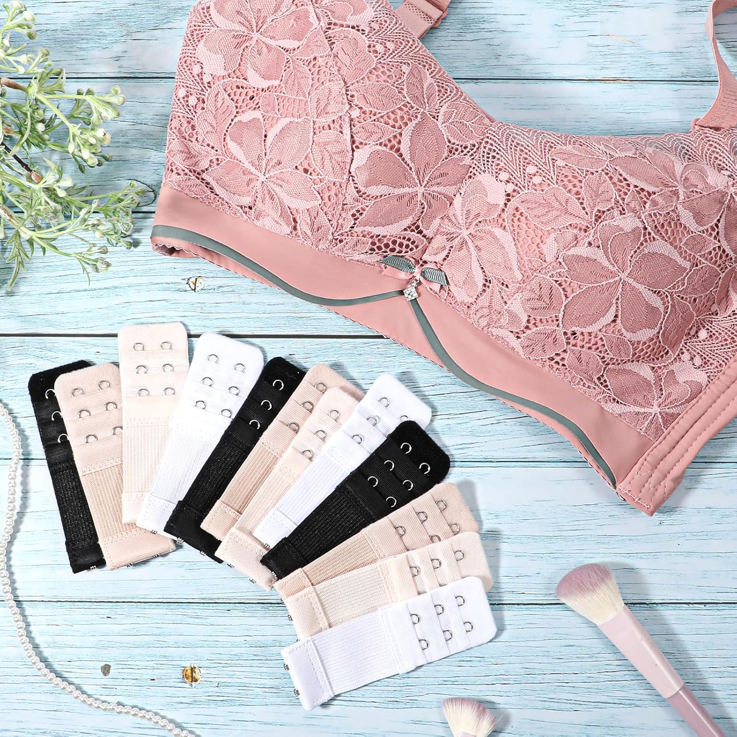 12 Pcs Bra Extenders 2 Hooks, 3 Rows Bra Strap Extender, Women's Soft Bra Lingerie Extension Bra, Bra Extension Plus Size, Bra Accessories for Women Lady (White, Black, Skin Color, Apricot) - Image 4