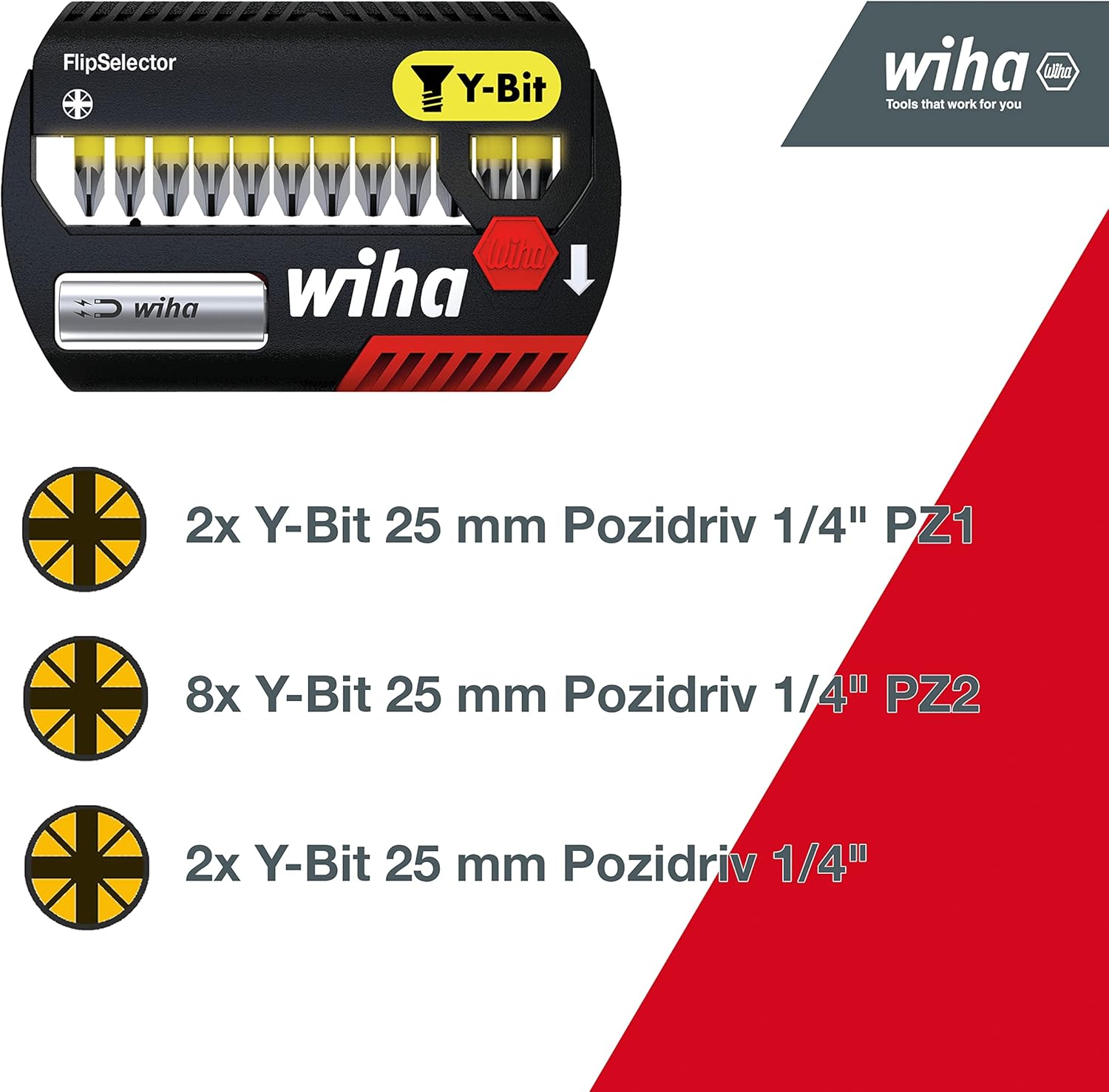 Wiha Bits FlipSelector Y Bits 25mm for screw in Y shape, 41829 0W, 0V