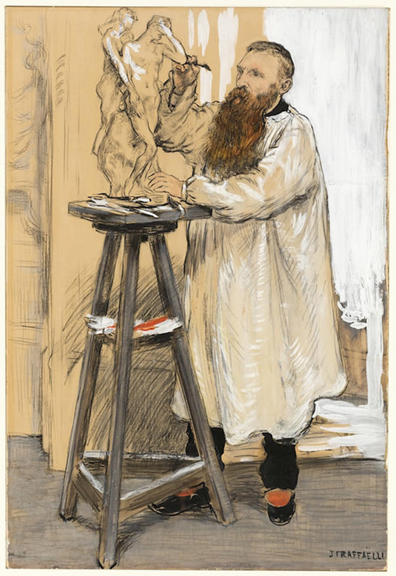 SERENDIPITP Aesthetic Poster Photo Wall Print Retro Picture Portrait of the Sculptor Auguste Rodin in His Studio by Jean Francois Raffaelli Modern Wall Artwork for Home Decor 60x90cm