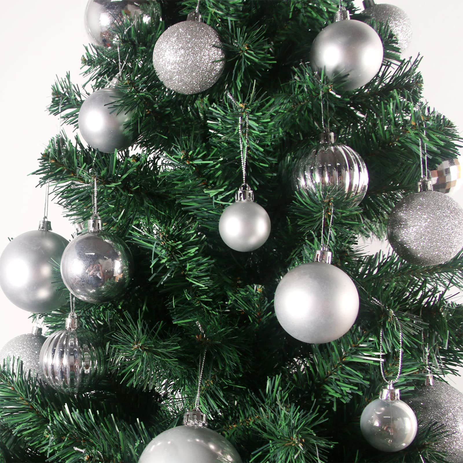 Lot de 36 boules de Noël incassables à suspendre pour anniversaire, Halloween, vacances, mariage Argenté 6,3 cm