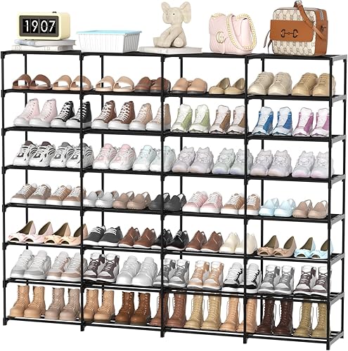 Miniatura 1 de Organizador grande para zapatos, estante de almacenamiento de zapatos de 4 filas y 8 niveles para armario, entrada, garaje, soporte de zapatos de