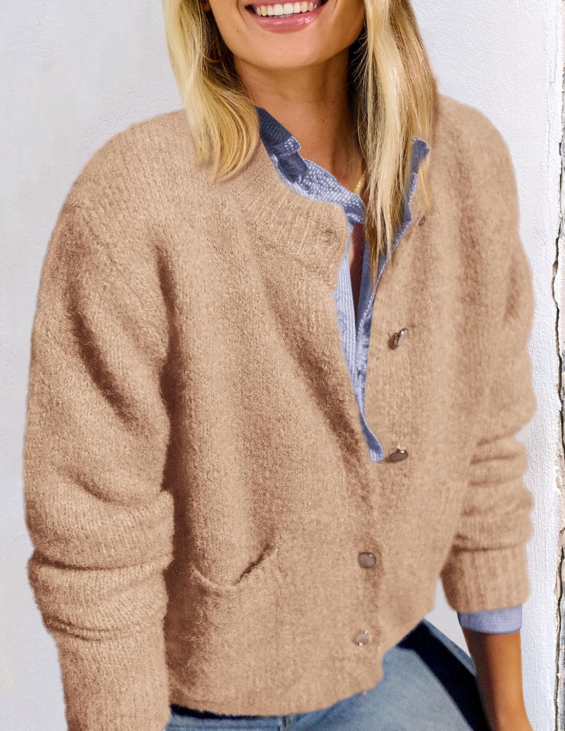 PRETTYGARDEN Women's Knit Cardigan Sweaters Casual Long Sleeve Open Front Button Up Ribbed Fall Spring Sweater Jackets - Image 5