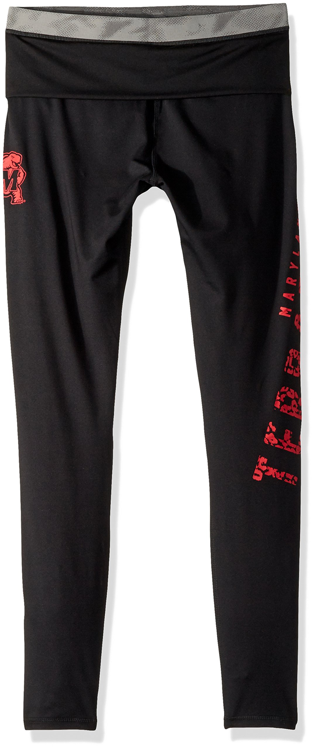 NCAA Maryland Terrapins Juniors Elastic Heart Legging, Black, Medium(7-9)