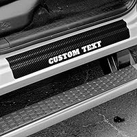 Vista 1 de Accesorios de Coche con Texto Personalizado Placa de Umbral de Puerta de Fibra de Carbono Protector de Entrada de Puerta Auto Escudo Anti-Arañazos