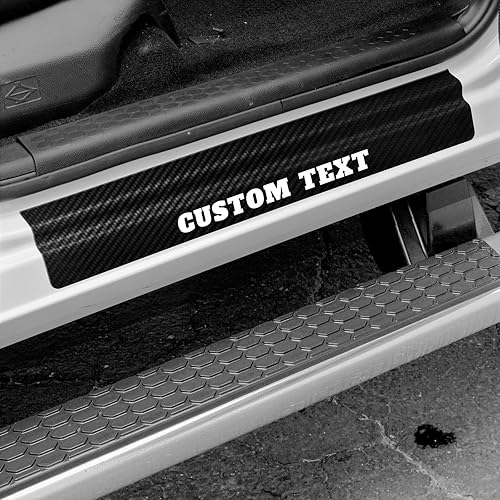 Accesorios de Coche con Texto Personalizado Placa de Umbral de Puerta de Fibra de Carbono Protector de Entrada de Puerta Auto Escudo Anti-Arañazos