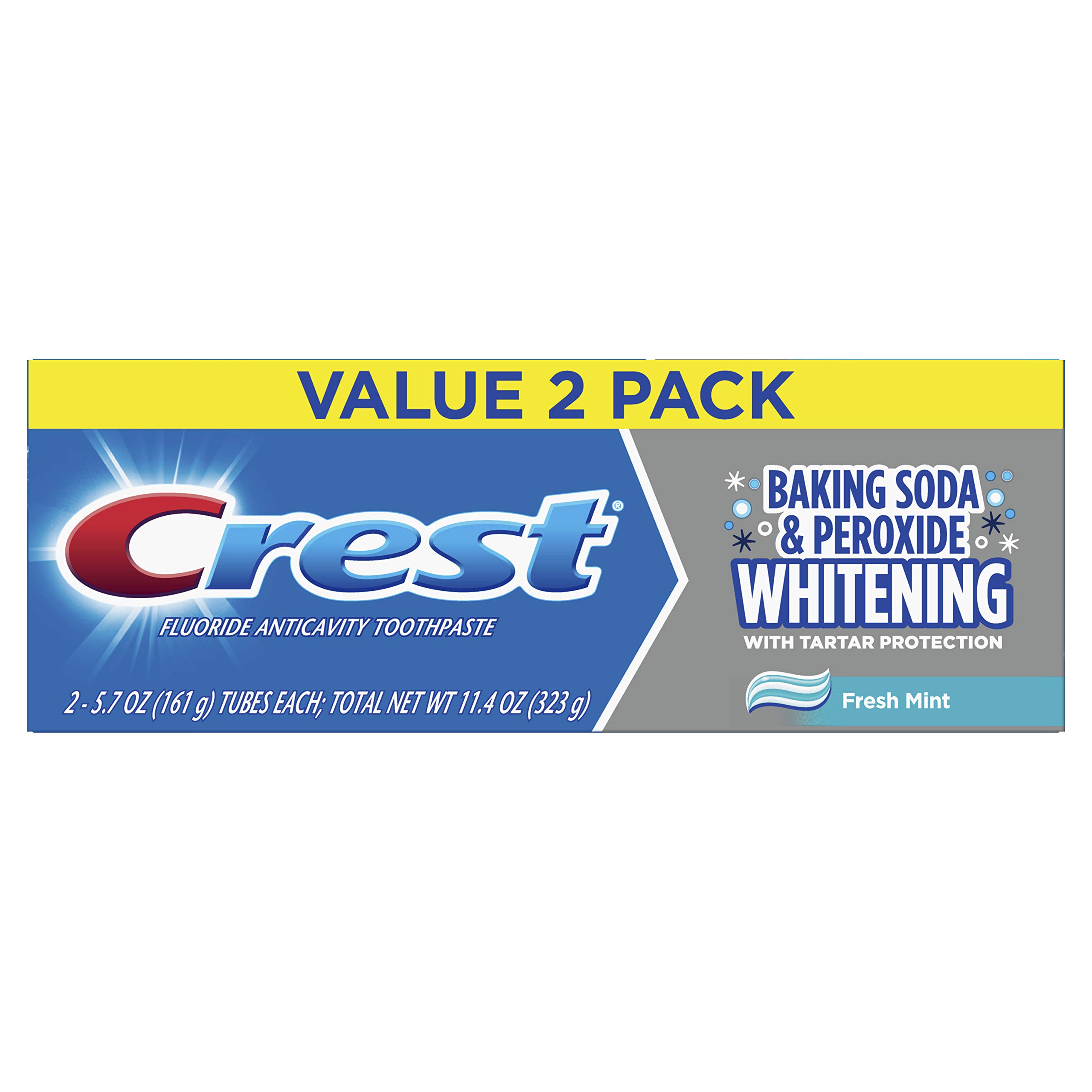 Crest Cavity & Tartar Protection Toothpaste, Whitening Baking Soda & Peroxide,5.7 Ounce (Pack of 2)
