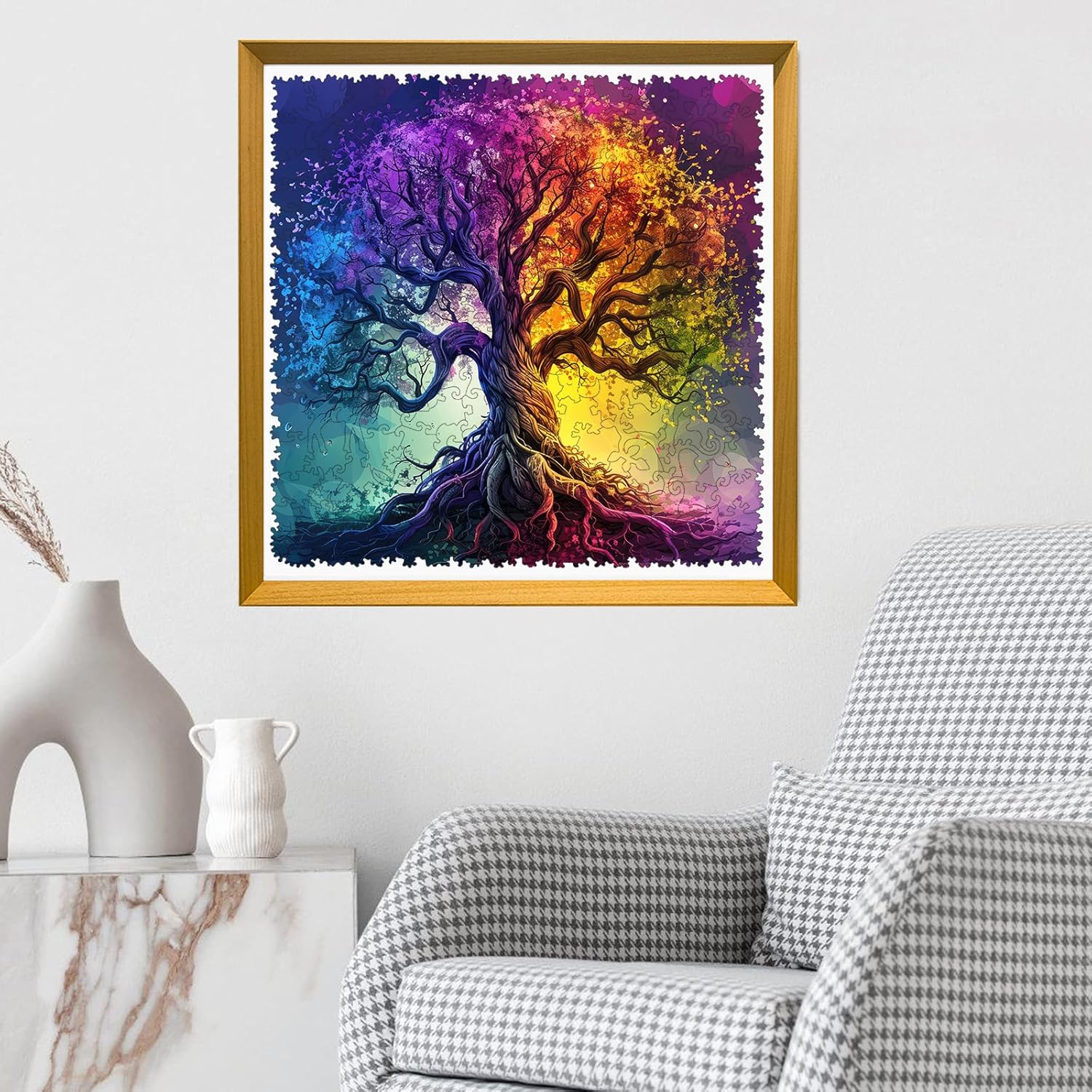 Delobil Wooden Puzzles for Adults, Magic Tree of Life Jigsaw Puzzles 200 Pieces, 11.4x11.4in, Medium, Unique Shaped Plant Wood Puzzles Adult, Beautiful Gifts for Adults and Kids Family Game