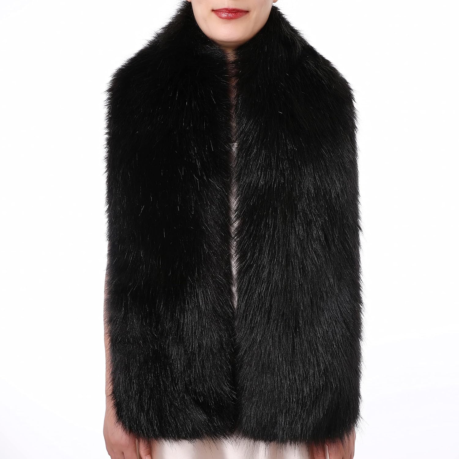 Dikoaina Women's Winter Fake Faux Fur Scarf Wrap Collar Shawl Shrug - Image 2